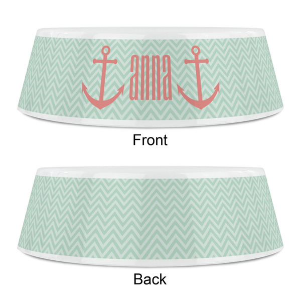 Chevron & Anchor Plastic Pet Bowls - Small - APPROVAL