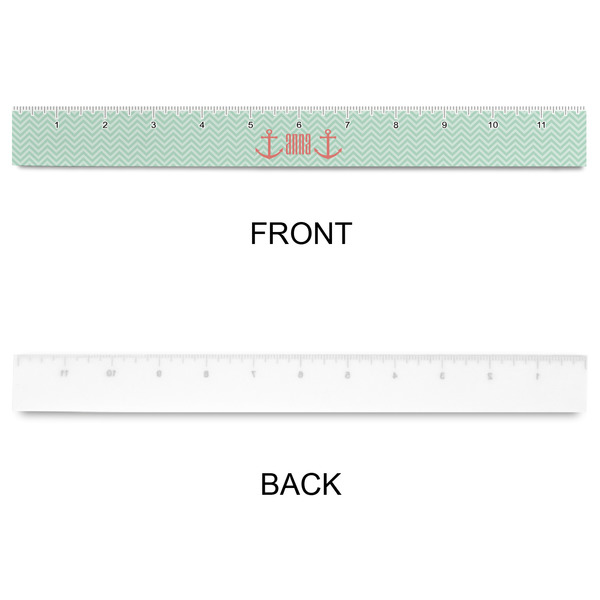 Chevron & Anchor Plastic Ruler - 12" - APPROVAL