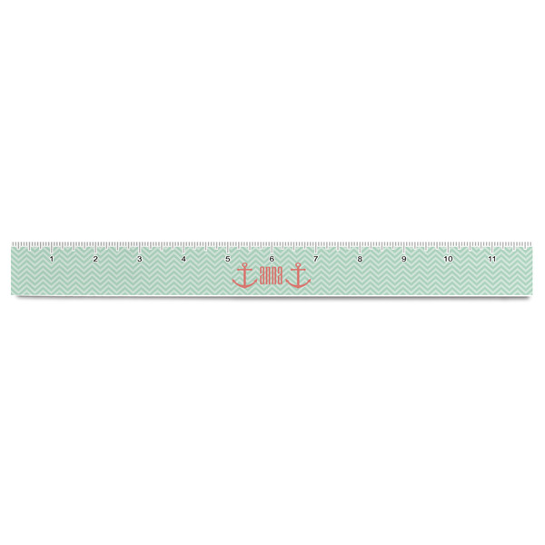 Chevron & Anchor Plastic Ruler - 12" - FRONT