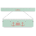 Chevron & Anchor Plastic Ruler - 12" (Personalized)