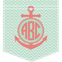 Chevron & Anchor Iron On Faux Pocket (Personalized)