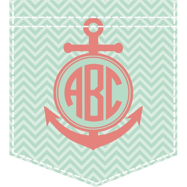 Custom Chevron & Anchor Iron On Faux Pocket (Personalized)