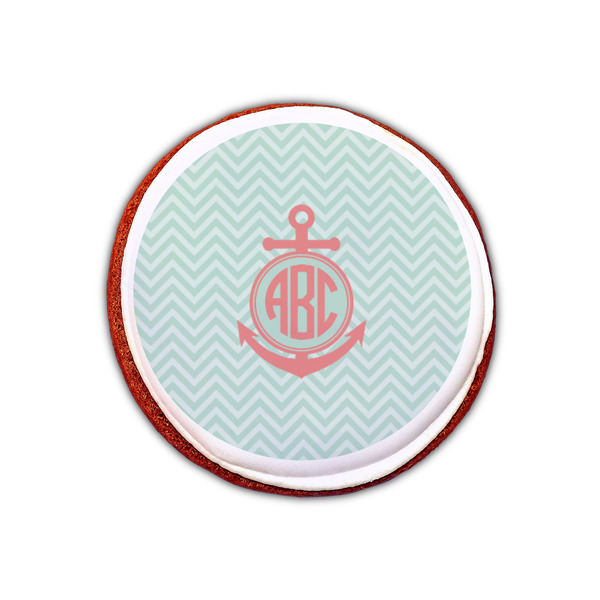 Chevron & Anchor Printed Icing Circle - XSmall - On Cookie