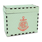 Chevron & Anchor Wood Recipe Box - Full Color Print (Personalized)