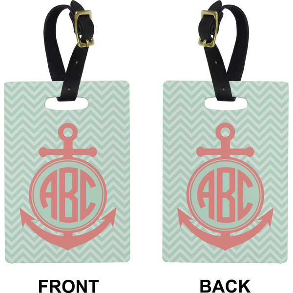 Chevron & Anchor Rectangle Luggage Tag (Front + Back)