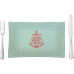 Chevron & Anchor Glass Rectangular Lunch / Dinner Plate (Personalized)