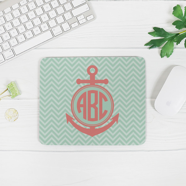 Chevron & Anchor Rectangular Mouse Pad - LIFESTYLE 2