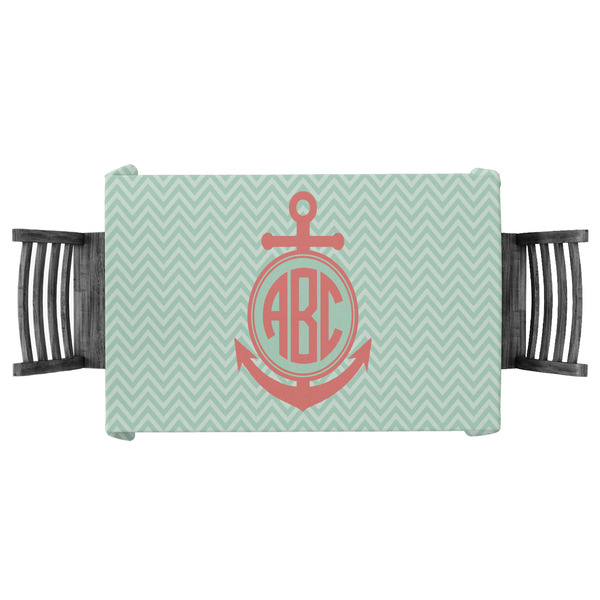Custom Chevron & Anchor Tablecloth - 58"x58" (Personalized)