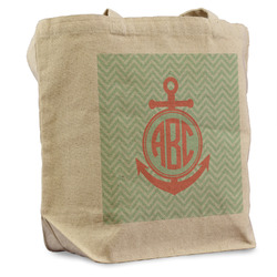 Chevron & Anchor Reusable Cotton Grocery Bag - Single (Personalized)