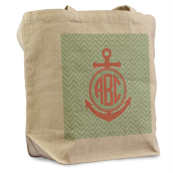 Custom Chevron & Anchor Reusable Cotton Grocery Bag (Personalized)