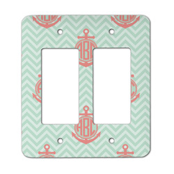 Chevron & Anchor Rocker Style Light Switch Cover - Two Switch (Personalized)