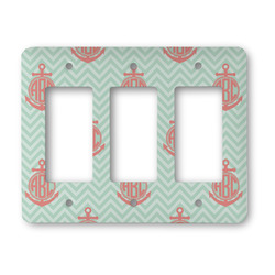 Chevron & Anchor Rocker Style Light Switch Cover - Three Switch (Personalized)