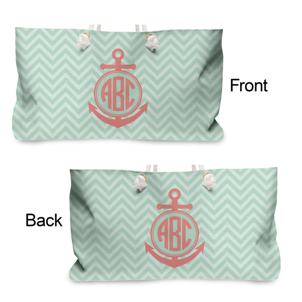 Chevron & Anchor Large Rope Tote - From & Back View