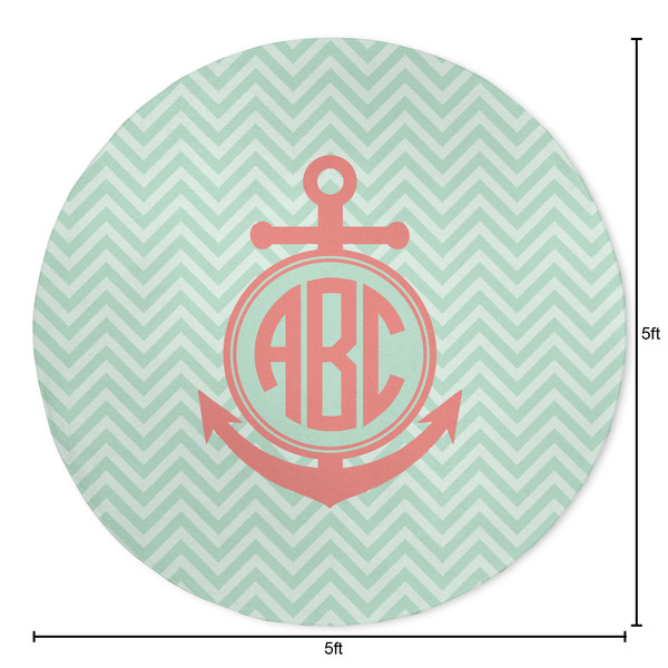 Chevron & Anchor Round Area Rug - Size