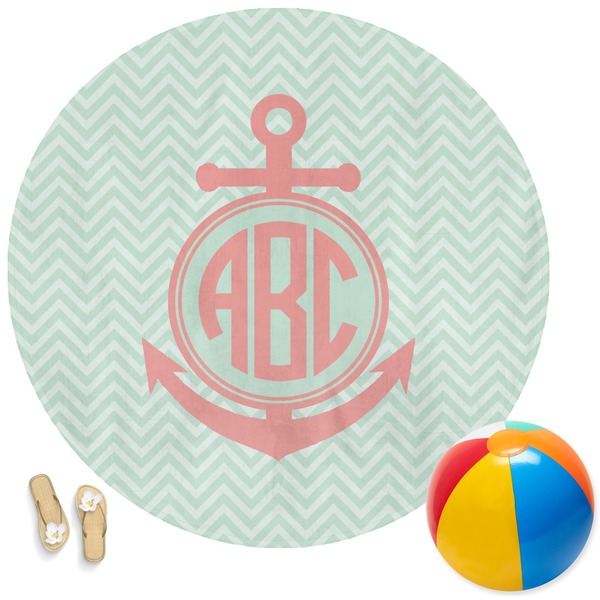 Custom Chevron & Anchor Round Beach Towel (Personalized)