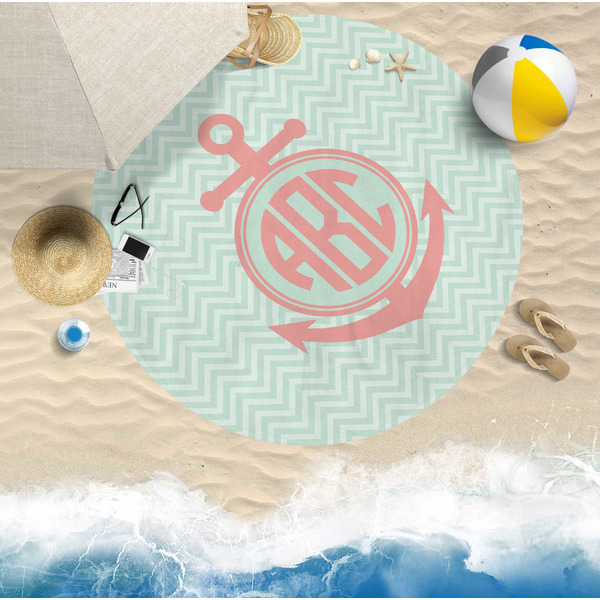 Chevron & Anchor Round Beach Towel Lifestyle