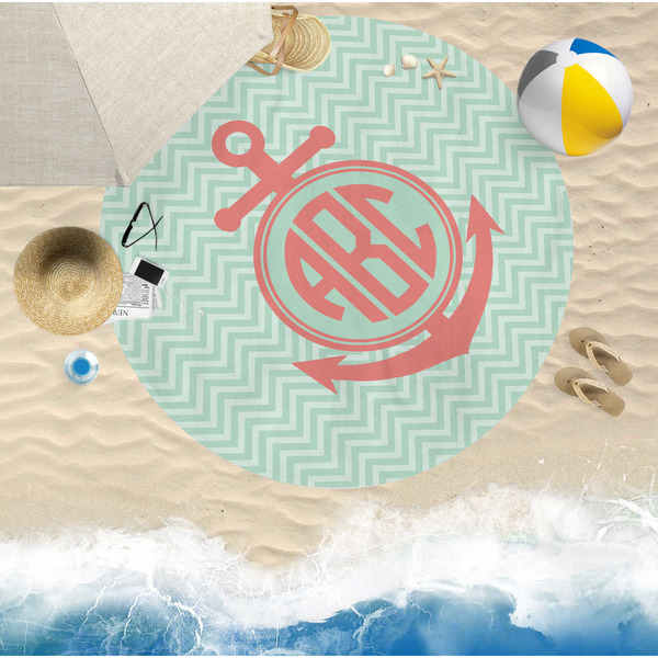 Chevron & Anchor Round Beach Towel Lifestyle