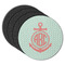 Chevron & Anchor Round Rubber Backed Coasters - Set of 4 (Personalized)