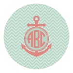 Chevron & Anchor Round Decal - XLarge (Personalized)