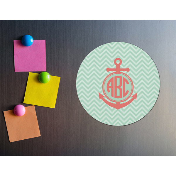 Chevron & Anchor Round Fridge Magnet - LIFESTYLE