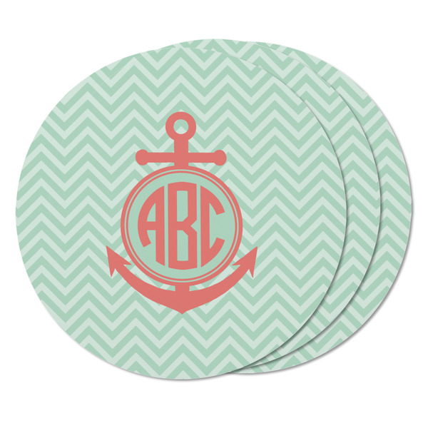 Chevron & Anchor Round Fridge Magnet - THREE