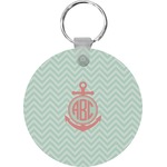 Chevron & Anchor Round Plastic Keychain (Personalized)