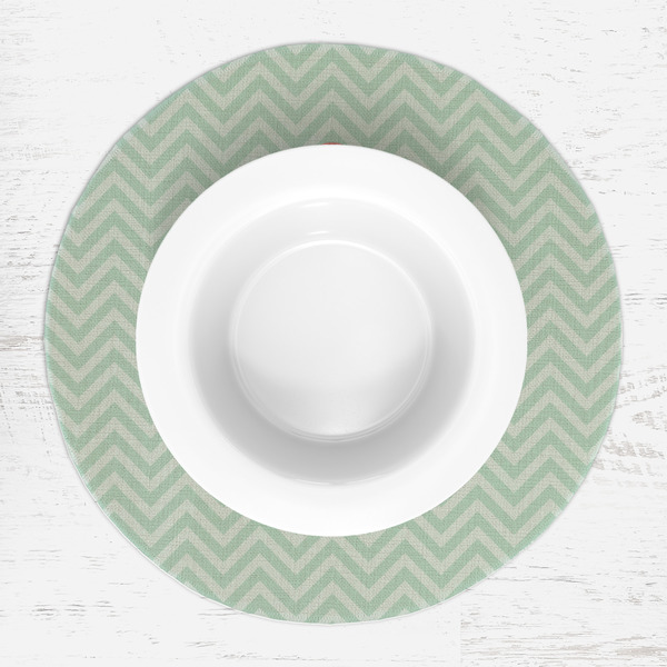 Chevron & Anchor Round Linen Placemats - LIFESTYLE (single)