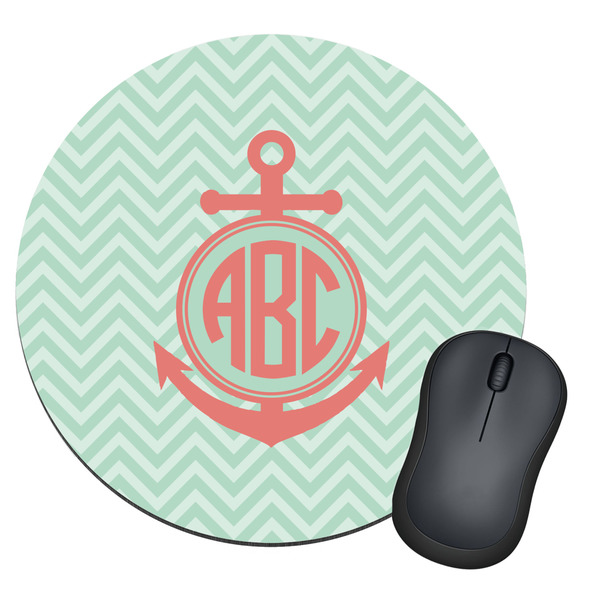 Custom Chevron & Anchor Round Mouse Pad (Personalized)