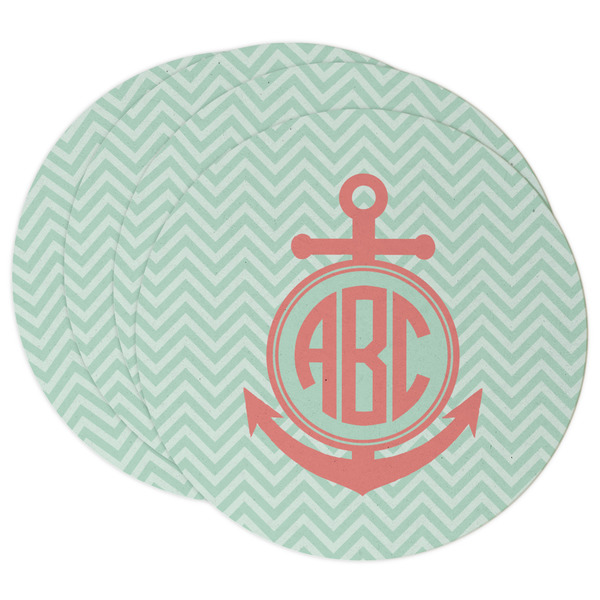 Custom Chevron & Anchor Round Paper Coasters w/ Monograms