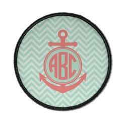 Chevron & Anchor Iron On Round Patch w/ Monogram