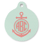 Chevron & Anchor Round Pet ID Tag (Personalized)