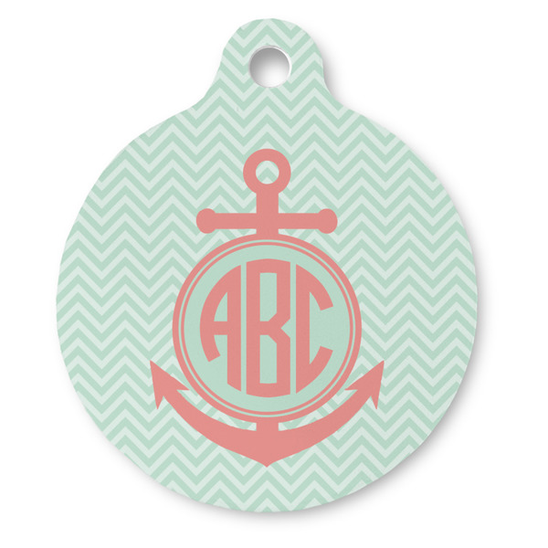 Custom Chevron & Anchor Round Pet ID Tag - Large (Personalized)