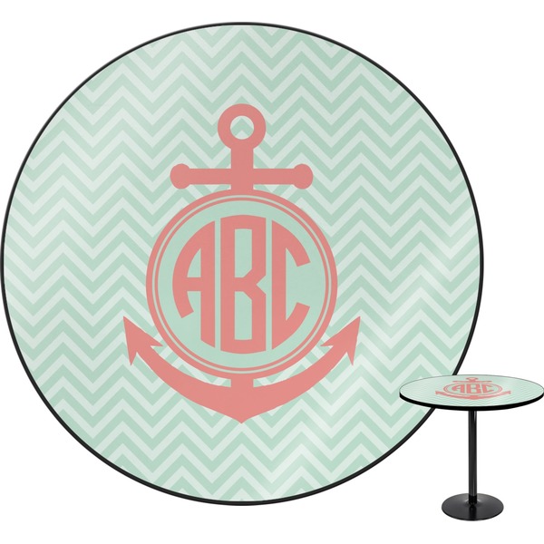 Custom Chevron & Anchor Round Table - 24" (Personalized)