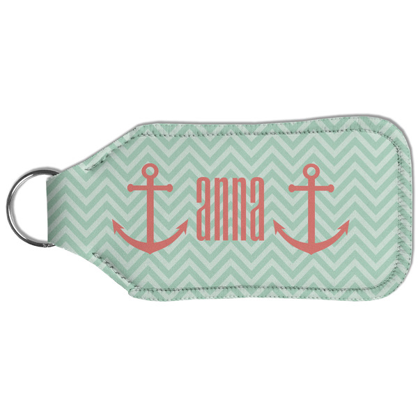 Chevron & Anchor Sanitizer Holder Keychain - Large (Back)