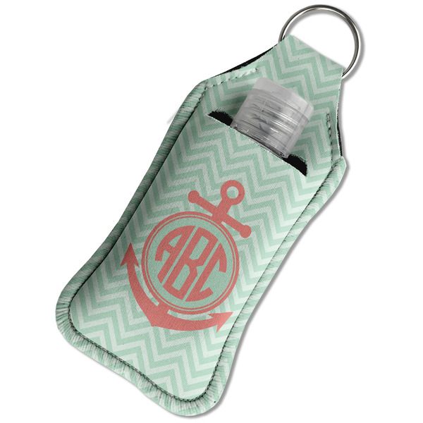 Chevron & Anchor Sanitizer Holder Keychain - Large in Case
