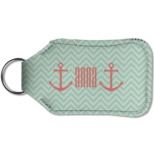 Chevron & Anchor Sanitizer Holder Keychain - Small (Back)
