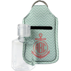 Chevron & Anchor Hand Sanitizer & Keychain Holder - Small (Personalized)