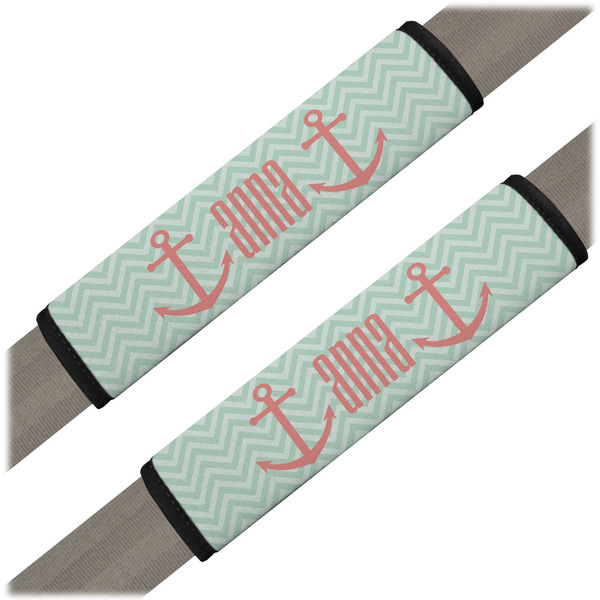 Custom Chevron & Anchor Seat Belt Covers (Set of 2) (Personalized)