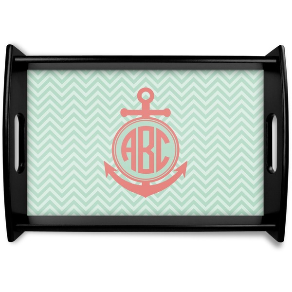 Custom Chevron & Anchor Wooden Tray (Personalized)