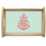 Chevron & Anchor Natural Wooden Tray - Small (Personalized)