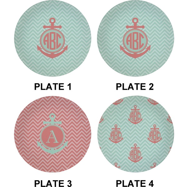 Chevron & Anchor Set of Appetizer / Dessert Plates (Approval)