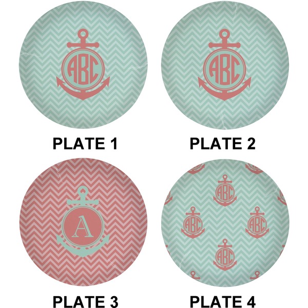 Chevron & Anchor Set of Lunch / Dinner Plates (Approval)