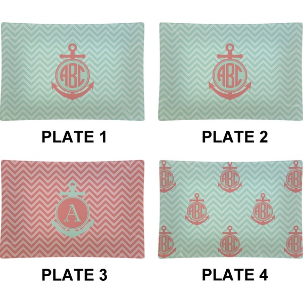 Chevron & Anchor Set of Rectangular Appetizer / Dessert Plates (Approval)