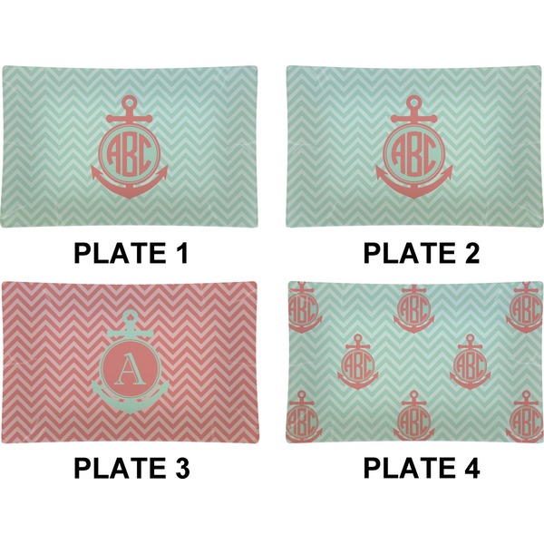 Chevron & Anchor Set of Rectangular Dinner Plates (Approval)