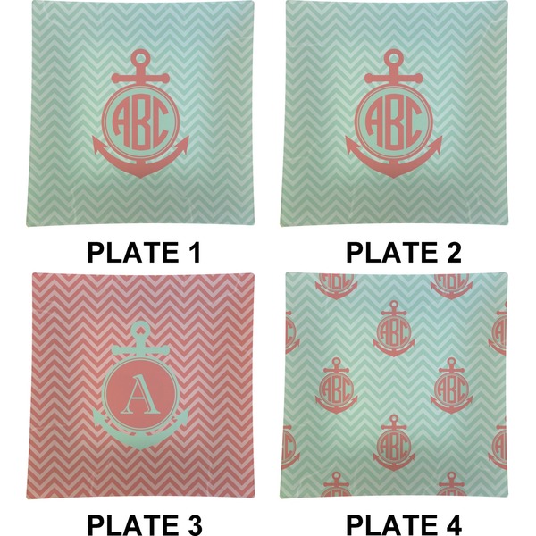 Chevron & Anchor Set of Square Dinner Plates (Approval)