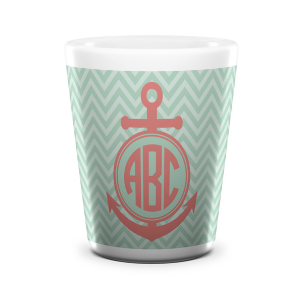 Chevron & Anchor Shot Glass - White - FRONT