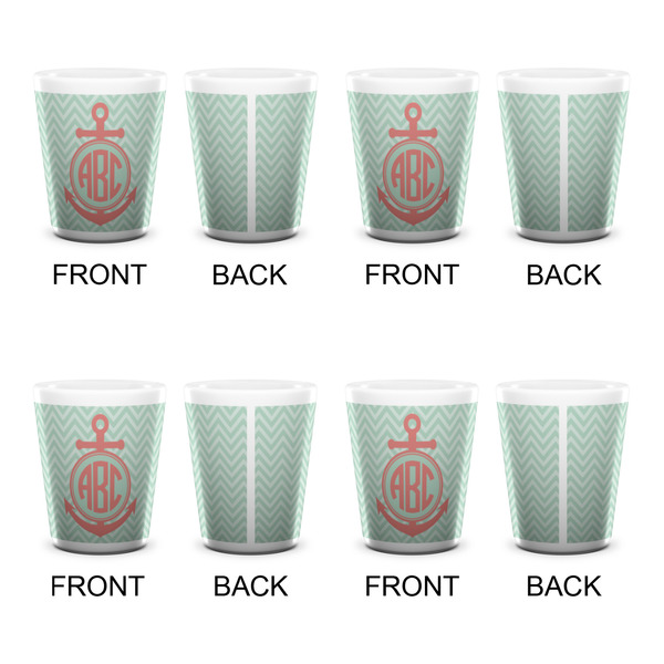 Chevron & Anchor Shot Glass - White - Set of 4 - APPROVAL