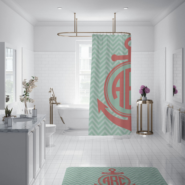 Chevron & Anchor Shower Curtain - 70"x83"