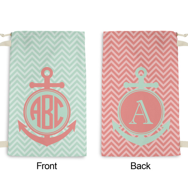 Chevron & Anchor Small Laundry Bag - Front & Back View