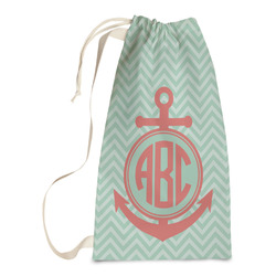 Chevron & Anchor Laundry Bags - Small (Personalized)